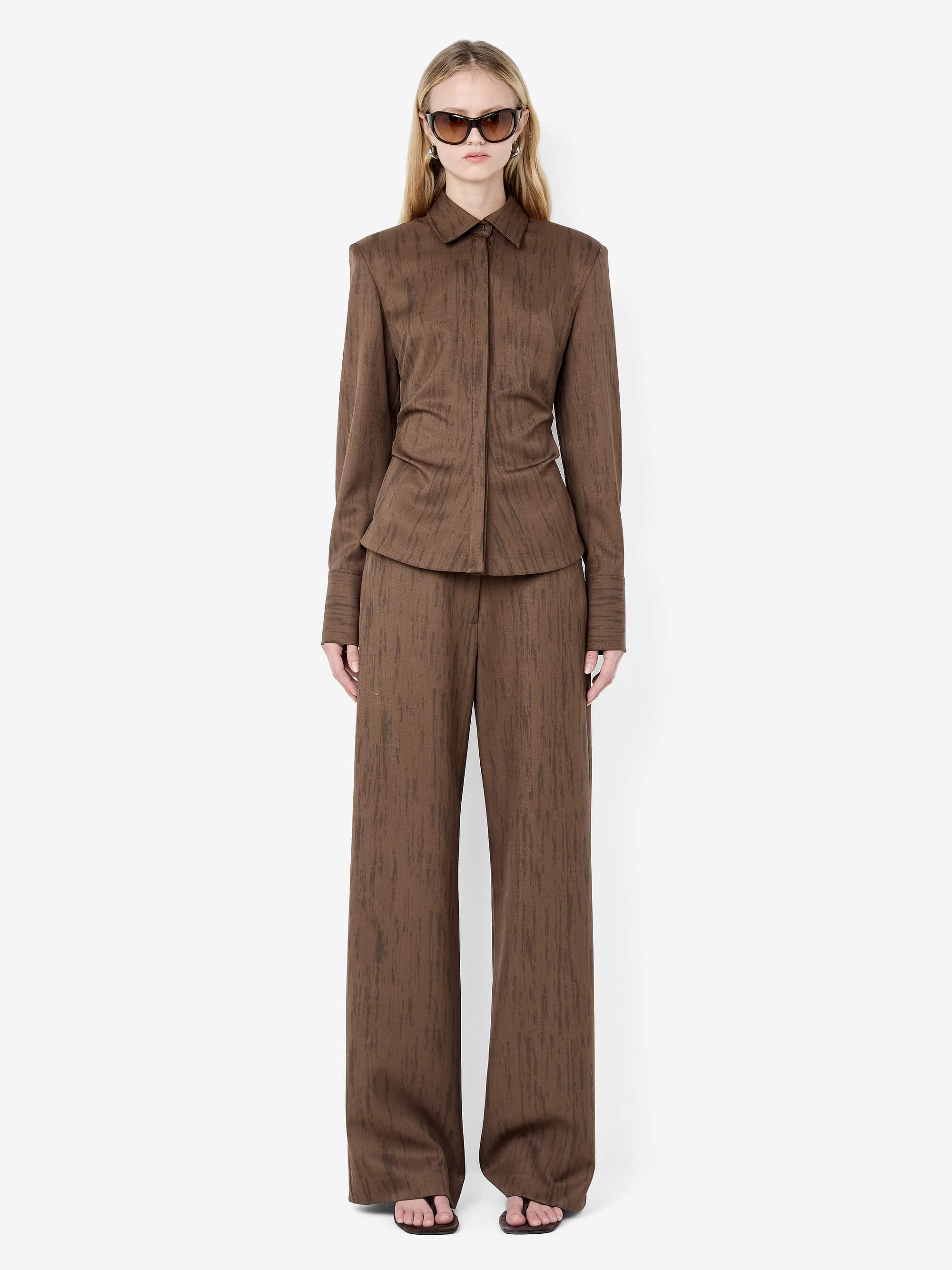 Bec + Bridge Laurent Shirt in Woodgrain Choc