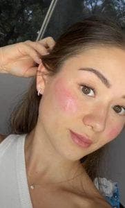 Cheek blush tattoo immediately after — intense colour and swelling