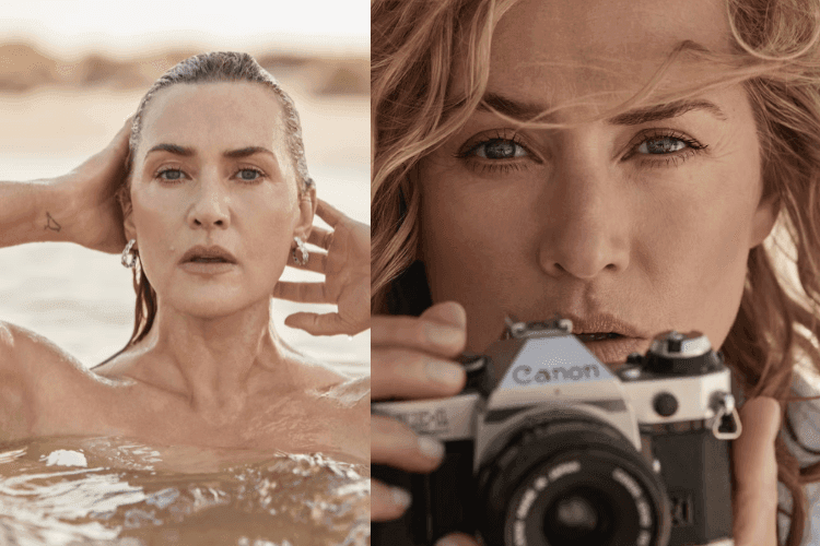 Woman looking in mirror examining perimenopausal skin changes with skincare products
