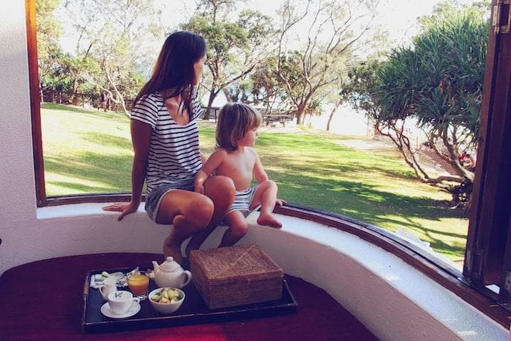 Luxury daybed overlooking Wategos Beach at Rae's on Wategos resort, Byron Bay