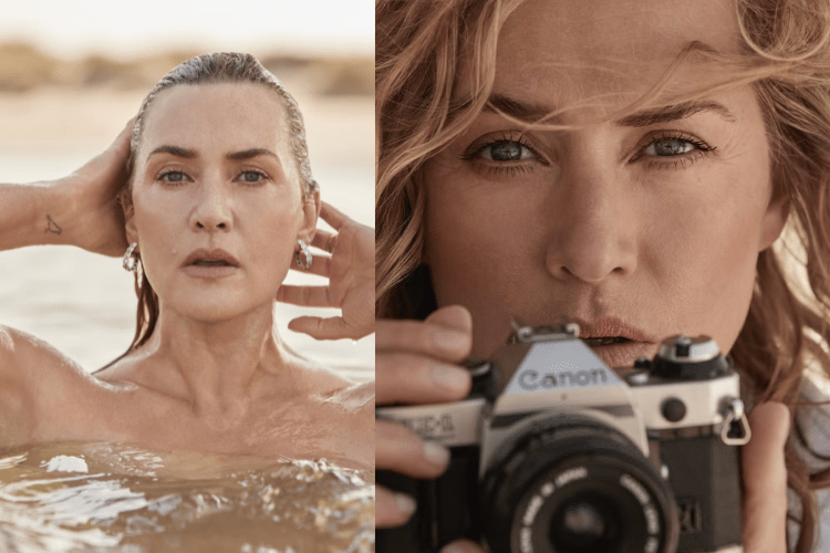 Woman looking in mirror examining perimenopausal skin changes with skincare products