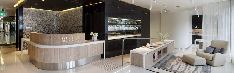 Luxurious medispa treatment room with heated bed, soft lighting and tiled hammam features at Skin Temple Melbourne