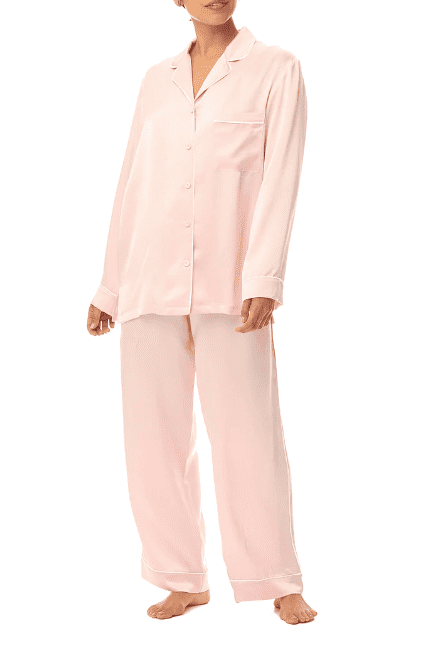 Sylvie Silk Piped Full Length PJ