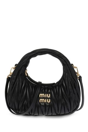 Miu Miu Matelasse Mini Hobo Bag in soft pink with quilted leather texture