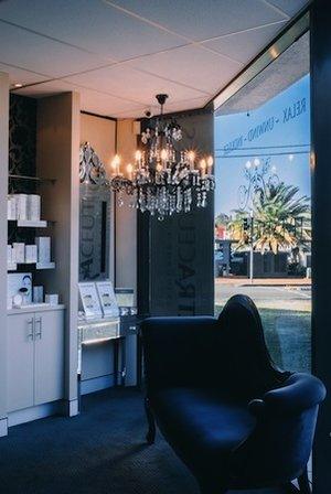 Relaxation area at Five Star Day Spa with ambient lighting