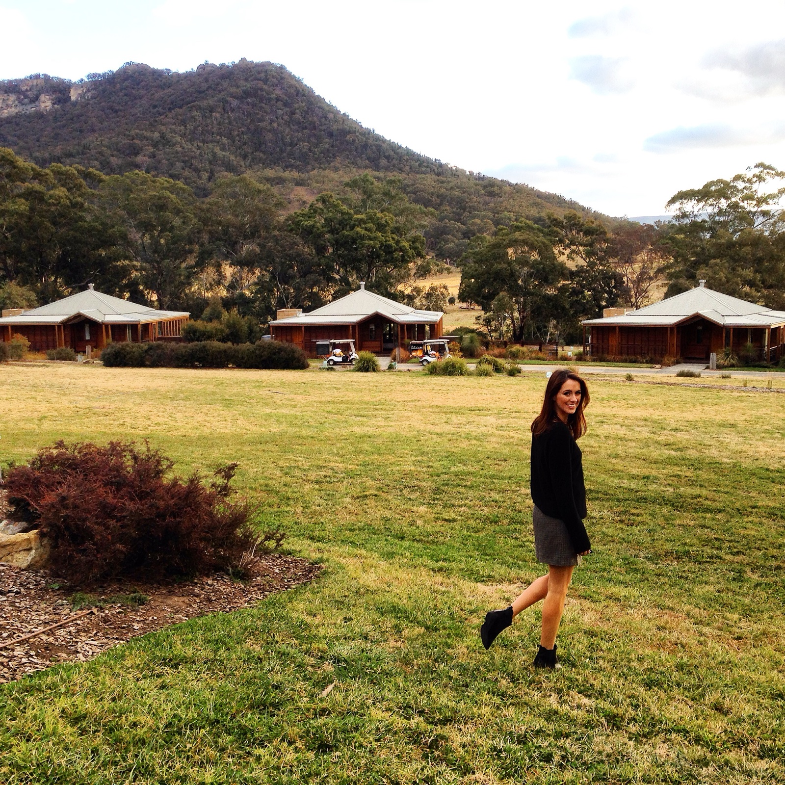 The resort villas nestled against the Blue Mountains at Wolgan Valley