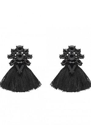 Olive Tassel Stud Jewelled Earrings